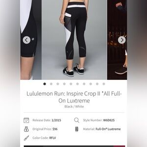 lululemon athletica Women's Inspire Crop II Pants - Black/White